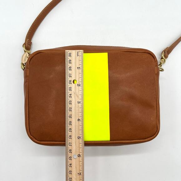 CLARE V Midi Sac Tan Nappetto Stripe Leather Crossbody Bag Women Neon Yellow NEW - Picture 15 of 16